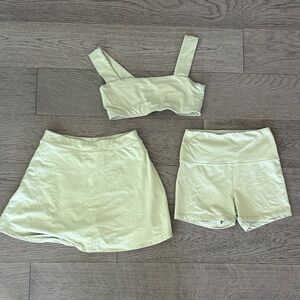 Reformation short, tennis skirt, sports bra bundle